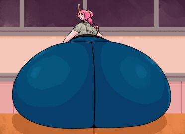 1girls adventure_time ass ass_body banillansfw big_ass bottom_heavy cartoon_network chubby colossal_ass crown doughnut enormous_ass fat_ass female female_only gigantic_ass huge_ass hyper_ass jeans large_ass looking_back massive_ass pink_body pink_skin princess princess_bubblegum puntthepoodle sitting swamp_ass sweat sweaty thick_thighs wide_hips