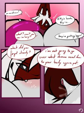 absurd_res ambiguous_gender anthro black_sclera bodily_fluids bondage breast_expansion breast_growth breast_growth_(enlargement) breasts clitoris comic demon dialogue domestic_cat duo ear_tuft english_text expansion felid feline felis female female/ambiguous finger_fuck fingering firepawdacat fur fur_markings genital_fluids genitals hair hi_res implied_expansion implied_transformation larger_female lodi_(artist) lodi_(character) long_ears long_hair looking_at_another looking_at_partner mammal markings motion_lines nipple_fetish nipple_piercing nipple_play nipple_suck nipples onomatopoeia petplay piercing pussy red_body red_fur restrained restrained_by_tentacles roleplay size_difference smaller_ambiguous sound_effects speech_bubble sucking tentacle text tongue tongue_out transformation tuft vaginal_fluids vaginal_penetration white_body white_fur white_hair