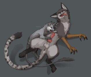 animal_genitalia animal_penis anus ass balls bodily_fluids canid canine canine_genitalia canine_penis claws colored digital_drawing_(artwork) digital_media_(artwork) drooling duo eeeevio erection feet female feral fur genital_fluids genitals happy hi_res hybrid knot leaking lying male male/female mammal on_back open_mouth pawpads paws penile penis precum saliva scuted_arms scutes sex shaded sheath simple_background size_difference size_play smile tail teeth toes tongue tongue_out