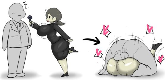 1boy 1girls anon anonymous_male ass balls breasts enigi09 faceless_male female high_resolution large_breasts male mating_press microphone original sex skirt testicles thighs very_high_resolution white_background