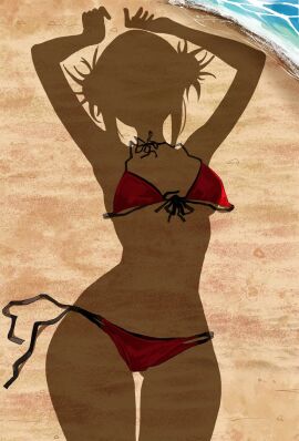 1girls beach dressed_shadow_(meme) himiko_toga meme my_hero_academia nude shadow silhouette solo
