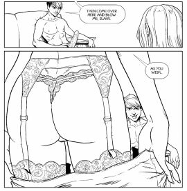 ass black_and_white emma_frost female femsub hellfire_club male maledom marvel marvel_comics mutant_(marvel) original_character pegasus_(artist) thong thong_panties white_queen x-men