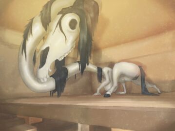 1girls ass background big_breasts breasts completely_nude creepy fat_ass female female_only horror horse huge_ass hxveuseenmypen large_breasts long_hair long_horse_(trevor_henderson) long_neck monster monster_girl naked naked_female nightmare_fuel nightmare_waifu nude on_all_fours skull skull_head solo trevor_henderson very_long_hair very_long_neck