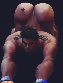 ass ass_up big_ass blonde_hair blue_eyes caked_up capcom dace_renders fighter luke_sullivan male male_focus male_only muscles muscular muscular_male pawb solo solo_focus solo_male street_fighter street_fighter_6 tattoo_on_butt thick_ass