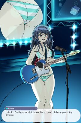 1girls ass ass_cleavage ass_crack big_ass bra breasts bubble_ass bubble_butt butt_crack captain_kirb fat_ass female female_only fingerless_gloves gloves guitar hoshino_ichika_(project_sekai) huge_ass instrument large_ass microphone panties png project_sekai screen solo stage text text_box thick_ass thick_thighs wide_hips