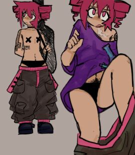 1girls alt_girl alternative_fashion armpit_hair armpit_hair_peek baggy_clothing baggy_pants belly_button belly_piercing black_panties bong bottomless breasts casual casual_exposure cross_pasties female female_focus female_only female_pubic_hair flat_chest flat_chested guitar guitar_case happy_trail ikamiku kasane_teto light-skinned_female light_skin mouth_piercing panties pasties pierced_belly_button piercing piercings pink_eyes pubic_hair pubic_hair_peek red_hair sagging_pants small_breasts solo solo_female solo_focus stoner tagme tattoo topless utau vocaloid x_pasties