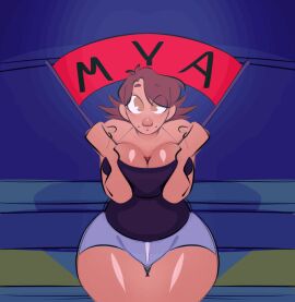 1girls animated animated_image animation big_breasts big_thighs bileshroom blue_background bouncing_breast bouncing_breasts breasts busty busty_female cheering cleavage female gif jiggle jiggling jiggling_breasts large_breasts loop looping_animation no_nude old_art purple_(game) purpleverse suggestive tai_(purple) thick_legs thick_thighs thigh_gap thunder_thighs thunderthighs