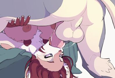 2025 2d_animation animated anthro anthro_on_anthro anthro_penetrated anthro_penetrating anthro_penetrating_anthro ass backsack balls balls_tuft ballsack blue_eyes blush blush_lines bodily_fluids bouncing_balls breasts brown_body brown_fur caffeinatedzeph canid canine chizu_(rinnyrawr) duo erection face_fucking faceless_character faceless_male fellatio female female_penetrated frame_by_frame fur furry genitals grey_body grey_fur irrumatio lying male male/female male_penetrating male_penetrating_female mammal multicolored_body multicolored_fur nipples nude on_back one_leg_up oral oral_only oral_penetration penetration penile penis penis_in_mouth raised_leg saliva saliva_on_penis sex simple_background tail throat_swabbing thrusting tongue tongue_out_blowjob tuft two-tone_body two-tone_fur