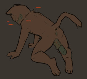 andromorph anthro ass blush bodily_fluids digital_media_(artwork) duo felid feline genital_fluids genitals intersex mammal nude offscreen_character openfracturesday penetration prolapse prolapse_penetration simple_background vaginal_penetration vaginal_prolapse