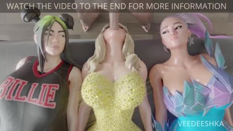 1boy 3d 3girls ariana_grande ariana_grande_(fortnite) billie_eilish billie_eilish_(fortnite) blowjob female female_focus fortnite group_sex lecheryamoreva light-skinned_female light_skin male moaning opennsfwsp oral oral_sex penis pov real_person sabrina_carpenter sabrina_carpenter_(fortnite) sex sound sword_swallowing_position tagme veedeeshka video voice_acted