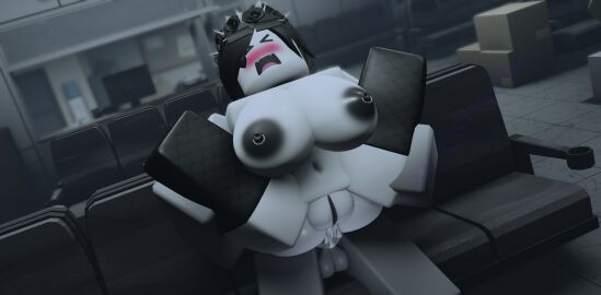 1boy 1girls 3d airport anal anal_sex areolae ashley_(moosty) ass balls big_breasts black_clothing black_ears black_hair blush breasts carryfuck carrying carrying_another cum cum_drip cum_in_ass cum_inside dragon dragon_girl dragon_tail dress ear female female_cum glasses grey_skin heart made_using_roblox male moosty nipple_piercings nipples open_mouth original_character piercings pussy roblox roblox_game robloxian self_upload spread spread_legs tail thighhighs those_who_remain watermark white_skin