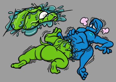 2025 4_fingers 4_toes angry anthro areola blue_body bodily_fluids breasts breath clitoris colored digital_drawing_(artwork) digital_media_(artwork) duo feet female female/female feral_unbirthing_feral fingers flimmy genital_fluids genitals green_body hairless hairless_tail hi_res humanoid internal krlika looking_pleasured lying motion_lines muffled nipples nude on_back pussy shoob_(krlika) simple_background stomach_bulge struggling sweat tail teeth toes unbirthing unknown_species vaginal_fluids vaginal_penetration vore