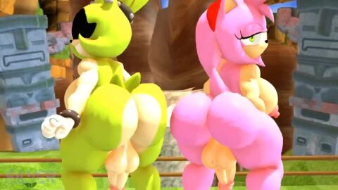 2futas 3d 3d_animation amy_rose animated anthro anus areolae ass back_view balls big_ass big_penis blue_eyes breasts bubble_butt eulipotyphlan futa_only futa_sans_pussy futanari green_eyes green_fur looking_at_viewer looking_back nipples nude nude_futa penis pink_fur plap sega silvertilver sonic_(series) sound surge_the_tenrec tagme video