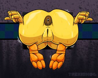 1girls animatronic_female anus areolae artist_name ass ass_focus big_ass big_breasts big_butt breasts fat_ass fat_butt female female_focus female_only five_nights_at_freddy's fnaf nipples pussy robot solo stuck stuck_in_vent tagme thick_thighs toy_chica_(fnaf) trekismog