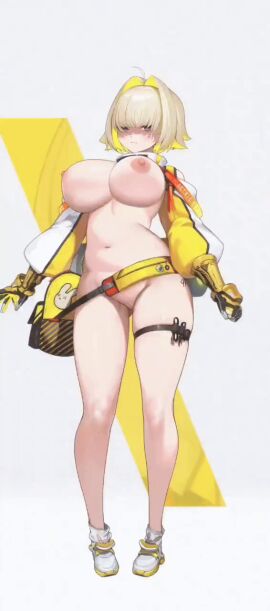 1girls 2d animated animated_gif areolae backpack bag belly belly_button belt big_breasts blonde_hair bottomless breasts casual casual_nudity chubby cleavage curvy elegg_(nikke) exhibitionism exposed_breasts female female_focus female_only footwear functionally_nude functionally_nude_female gif gloves goddess_of_victory:_nikke labia large_breasts legwear light_skin midriff mod naked_footwear navel nipples no_bra no_panties nude nude_female nude_mod open_clothes outerwear pale_skin partially_clothed pink_nipples pointless_clothing pussy pussy_peek shaking shaved_pussy shoes smile solo solo_female standing tactical_nudity thigh_strap underboob vagina