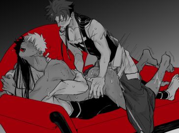 archer_(fate) cu_chulainn_(fate) fate/grand_order fate_(series) gay gay_anal gay_sex male male_only male_penetrated male_penetrating_male threesome yaoi