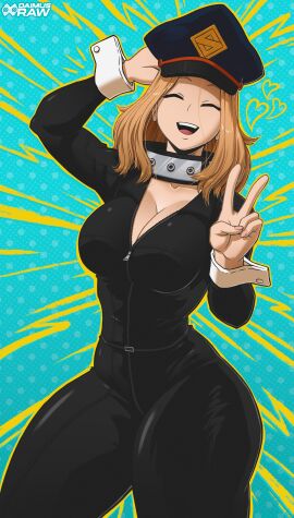 ass big_ass big_breasts black_suit blonde-haired_female blonde_hair boku_no_hero_academia breasts camie_utsushimi camiue daimusraw female my_hero_academia utsushimi_camie