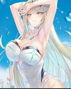 female mythra mythra_(xenoblade) swimsuit unknown_artist xenoblade_(series) xenoblade_chronicles_2