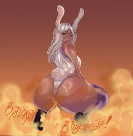 ass ass_bigger_than_torso boku_no_hero_academia bunny_ears bunny_tail dark-skinned_female dark_skin darkestsansface enjoying_farting fart fart_cloud fart_fetish farting fat_ass female huge_ass looking_at_ass looking_back melonarts2_(artist) mirko my_hero_academia red_eyes rumi_usagiyama sansface shart sharted smirk squatting tan_body thick_ass thick_thighs white_hair
