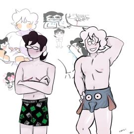 2boys awkward_smile bigger_male buff flustered flustered_male gay kevin_(spooky_month) leon_(spooky_month) male mastectomy_scar meme memes muscular muscular_male spooky_month tagme ugly_ahh_boxers