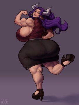 1girls ass biceps big_ass big_breasts breasts bubble_ass bubble_butt busty closed_eyes_smile clothing fat_ass female female_only flexing flexing_bicep heels horns huge_ass huge_breasts ignantastro large_ass large_breasts muscular muscular_female original original_character purple_hair shoes smile solo stardustpapi thick_ass thick_thighs thunder_thighs wide_hips