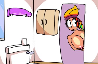 1futa1girl amber_(brawl_stars) anal_insertion angry_face animated audio balls big_ass big_breasts big_penis brawl_stars cock cum cum_on_breasts futanari jelly_bread latina_female mandy_(brawl_stars) prank sfx shower supercell tagme video