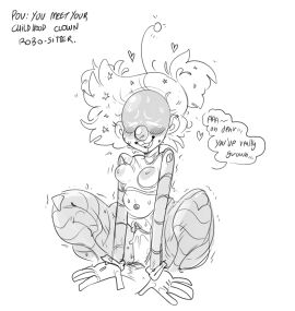 1boy 1girls 2024 5_fingers antennae areola big_areola black_and_white blush breasts buckteeth clown clown_girl clown_nose completely_naked completely_nude dialogue duo duo_focus english_text erection female hi_res humanoid machine male male/female mhdrawin monochrome motion_lines naked nipples nude nude_female oc open_smile original penetration penis pussy robot robot_girl robot_humanoid sex sugar_plum_(mhdrawin) thick_thighs thunder_thighs vaginal_penetration