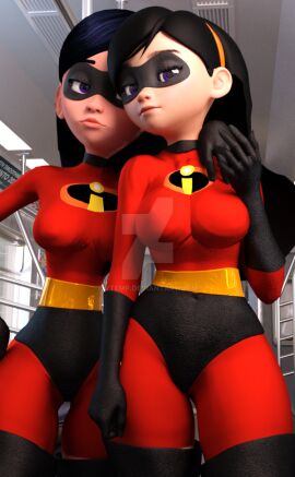 2girls 3d big_ass big_thighs breasts curvaceous curvy curvy_figure dark_hair disney female hero heroine hips hourglass_figure legs light-skinned_female light_skin multiple_females multiple_girls original_character pixar sisters slim_waist superhero superheroine the_incredibles thick thick_hips thick_legs thick_thighs thighs twins violet_parr voluptuous voluptuous_female vtemp waist wide_hips