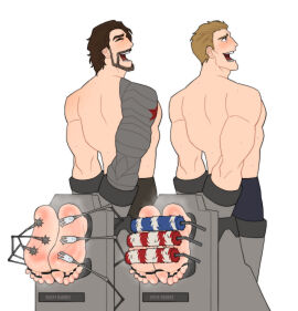 2boys blush bucky_barnes feet gay male male_feet male_foot_fetish male_only marvel marvel_comics musk musky_feet no_visible_genitalia restrained revealyoursins shirtless steve_rogers sweat sweating sweaty_feet tickle_fetish tickle_torture tickling tickling_feet toes_tied what white_background