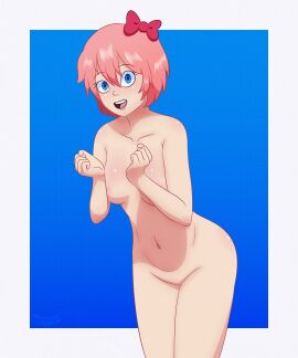 1girls 5_fingers bare_shoulders blue_eyes bow breasts completely_nude doki_doki_literature_club female female_focus female_only hair_bow hairbow megalocd mouth_open naked naked_female navel nude nude_female nudity open_mouth sayori_(doki_doki_literature_club) solo solo_female strawberry_blonde_hair