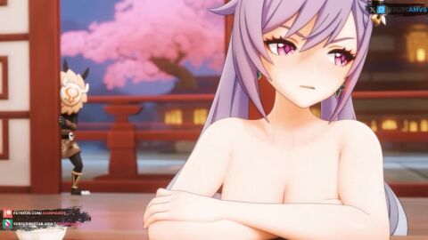 ai_generated anthro ass audio bouncing_breasts breasts dark-skinned_male doggy_style duo female fully_nude genshin_impact hair_ornament hilichurls_(species) hoyoverse juanpiamvs keqing_(genshin_impact) male mihoyo moan moaning naked nude onsen patreon patreon_username penis purple_hair subscribestar subscribestar_username tagme temple video video_game_character video_games watermark