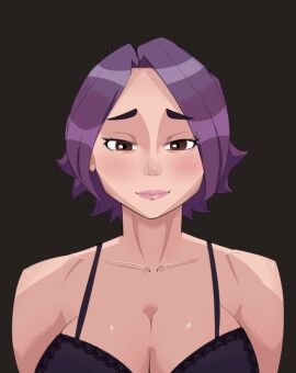 bra female lingerie milf purple_hair short_hair