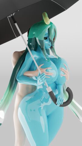 1boy 1girls 3d big_breasts breast_grab breast_grab_from_behind breast_grope breasts busty chickenstrangler69 curvy female from_behind grabbing_breasts grabbing_from_behind grope grope_from_behind groping groping_breasts groping_from_behind huge_breasts male monster_musume_no_iru_nichijou slime_girl suu_(monster_musume) thick_thighs umbrella voluptuous wide_hips