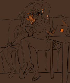 big_breasts brain_drain brainwashing breasts buttons clothing crossed_legs drone droneification female femdom gentle_femdom glasses helmet hypnosis large_breasts larger_female levi_(oh_gosh_levi) marina_(splatoon) milf mind_control monochrome oh_gosh_levi slightly_chubby slightly_chubby_female splatoon suit thick