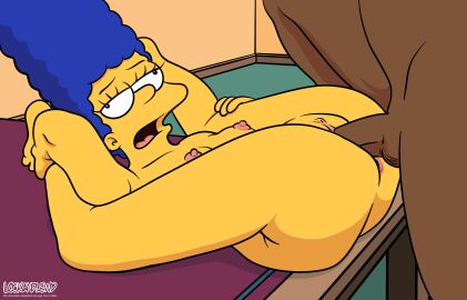 1boy 1girls 20th_century_fox 20th_century_studios anus artist_name balls blue_hair breasts dark-skinned_male dark_skin duo erection female female_focus genitals human human_on_human indoors interracial legs_over_head lockandlewd male male/female mammal marge_simpson mature mature_female mature_male nipples nude nude_female nude_male open_mouth partial_male penis penis_in_pussy pussy sex small_breasts straight straight_sex table the_simpsons yellow_skin