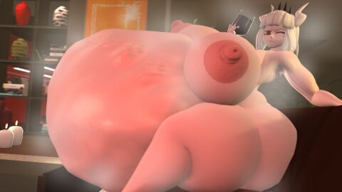 1girls 3d after_vore ambiguous_prey ass belly_deformation big_belly breasts crown female helltaker holding_glass holding_object horns huge_belly hyper hyper_ass hyper_belly hyper_breasts hyper_thighs light-skinned_female light_skin lucifer_(helltaker) mrweirdworkz multiple_prey nude nude_female one_eye_closed post-vore red_eyes sfm sitting sitting_down steam stomach_deformation struggling_prey tagme vore vore_belly weirderworkz white_hair wine wine_glass