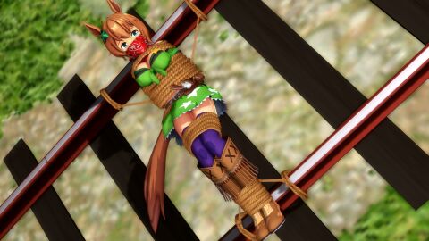 1girls 3d bondage female gag imminent_death over_the_nose_gag solo taiki_shuttle_(umamusume) umamusume y0z0ra