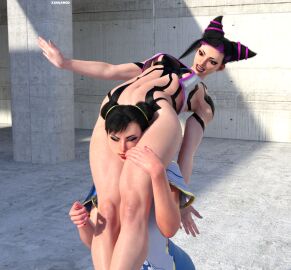 2girls 3d artist_request catfight choke_hold chun-li female female_only headscissor juri_han street_fighter street_fighter_6 thick_thighs thighs wrestling wrestling_femdom wrestlingryona