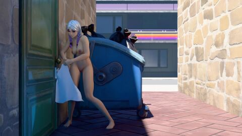 3d animated barefoot completely_nude embarrassed_nude_female fortnite locked_out_naked pigtails public_nudity sound tagme torin_(fortnite) video