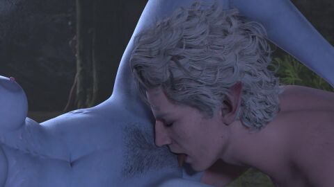 3d 3d_animation astarion astarion_(baldur's_gate) baldur's_gate_3 blue_body cunnilingus oral_sex pubic_hair shadowheart tagme thiriann tiefling tiefling_girl vampire video voyeurism