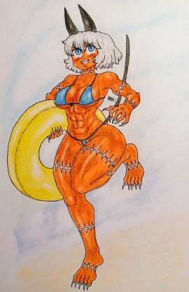 1girls beach big_breasts bikini blush breasts female nadia_fortune skullgirls swimsuit thick_thighs xtess22