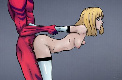 1boy 1girls blonde-haired_female blonde_hair boots boots_only edit edited fantastic_four female gloves gloves_and_boots_only gloves_only grey_background height_difference human male marvel marvel_comics naked naked_female naked_male nude nude_female nude_male valeria_richards
