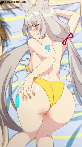animated ass ass_focus ass_grab blush cat_ears female from_behind grabbing_own_ass grey_hair looking_at_viewer moaning nia nia_(xenoblade) solo sound swimsuit tagme video wide_hips xenoblade_(series) xenoblade_chronicles_2 yellow_eyes yellow_swimsuit z-ki