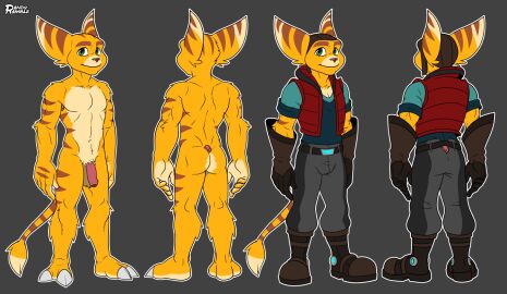 3_toes 5_fingers anthro artist_name ass balls belt biped boots bottomwear brown_boots brown_clothing brown_footwear brown_gloves brown_handwear brown_headwear brown_stripes claws clothed clothed_anthro clothed_male clothing countershade_fur countershade_torso countershading digital_media_(artwork) feet fingers flaccid footwear foreskin fur furgonomic_bottomwear furgonomic_headwear furgonomics genitals glans gloves green_clothing green_eyes green_shirt green_topwear grey_bottomwear grey_clothing grey_pants handwear headgear headwear humanoid_genitalia humanoid_penis jacket jacket_vest lombax male male_anthro mammal markings model_sheet multiple_angles multiple_images nude nude_anthro nude_male orange_body orange_fur pants paws pecs penis randoramble ratchet_(ratchet_and_clank) ratchet_and_clank red_clothing red_jacket red_jacket_vest red_penis red_topwear red_vest shirt solo sony_corporation sony_interactive_entertainment standing striped_arms striped_body striped_ears striped_fur striped_hands striped_legs striped_markings striped_tail stripes tail tail_markings tail_tuft tan_body tan_countershading tan_fur three-quarter_view toe_claws toes topwear tuft uncircumcised vest