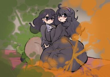 1boy 2girls @_@ ass ass_bigger_than_head ass_grab ass_on_face big_ass big_butt black_eyes dress eye_bags facesitting fart fart_cloud fart_fetish farting farting_in_face female game_freak hairband heart hex_maniac hex_maniac_(pokemon_legends:_z-a) hex_maniac_(pokemon_xy) looking_back male mature mature_female milf milosartses nintendo pokemon pokemon_legends:_z-a pokemon_xy purple_dress purple_eyes purple_hair smile thick_thighs tongue tongue_out