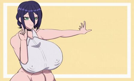 1girls animated anime artist_request big_breasts bouncing_breasts breasts chainsaw_man female green_eyes large_breasts meme muscular muscular_female no_background reze_(chainsaw_man) shaking shaking_breasts