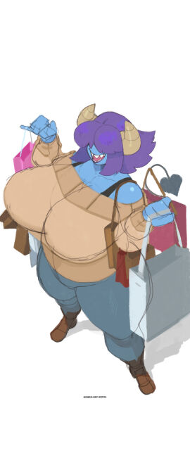 bangs bangs_over_eyes big_breasts breasts busty busty_female clothing curvaceous curvy curvy_body curvy_female curvy_hips curvy_thighs dandy_demons female huge_breasts jumboji large_breasts mature_female milf mommy sharp_teeth slightly_chubby sue_(peculiart) venus_body view_from_above voluptuous voluptuous_female wide_hips