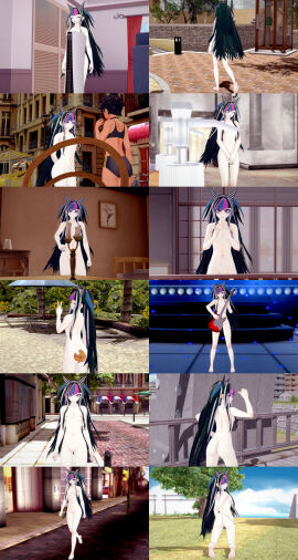 2girls 3d ass barefoot bedroom black_hair breasts buruma candle casual censored_to_uncensored clothed_female_nude_female completely_nude covering_breasts danganronpa danganronpa_2:_goodbye_despair electronics exhibitionism female female_only game_console guitar human long_hair mioda_ibuki navel nipples nude nude_female nudist outdoor_nudity pale_skin piercing playstation_5 public public_nudity pussy retropunch short_hair sports_bra street super_leaf