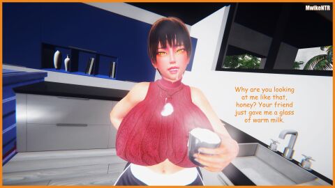 breasts brown_hair bully cheating cheating_wife cum cum_in_mouth cum_on_breasts cum_on_face drinking drinking_cum female milf mommy mother mother_and_son motherly_cuckold mwikentr netorare ntr original original_character son yellow_eyes