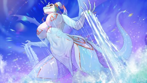 animal_humanoid anthro aroused beavertyan big_breasts breasts claws clitoris clitoris_piercing clothing digital_drawing_(artwork) digital_media_(artwork) dominant dominant_anthro dominant_female dominatrix dragon dragon_humanoid dress eyelashes fangs female female_anthro female_focus genital_focus genital_piercing genitals hi_res horn hueaxis huge_breasts humanoid humans_are_not_that_against_lizardwomen humans_are_not_that_against_lizardwomen_2 inner_labia lizard lizard_humanoid low-angle_view mythological_creature mythological_scalie mythology natural_breasts naughty_face outside piercing reptile reptile_humanoid round_breasts scales scalie scalie_humanoid shaved_pussy side_view smile smirk solo supreme_matriarch supreme_mother tail teeth thick_leg thick_thighs translucent translucent_clothing vulva vulva_focus water wide_hips